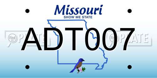 ADT007 Missouri License Plate