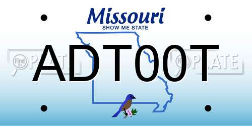 ADT00T Missouri License Plate