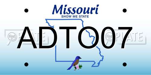 ADTO07 Missouri License Plate