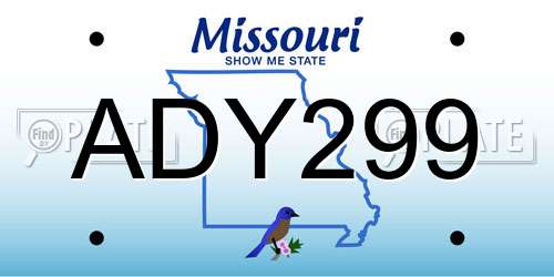 ADY299 Missouri License Plate