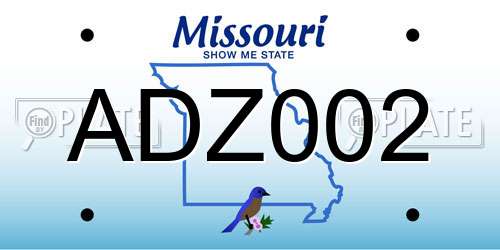ADZ002 Missouri License Plate
