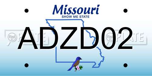 ADZD02 Missouri License Plate