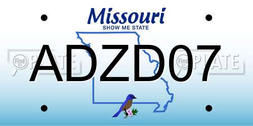 ADZD07 Missouri License Plate