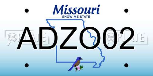 ADZO02 Missouri License Plate