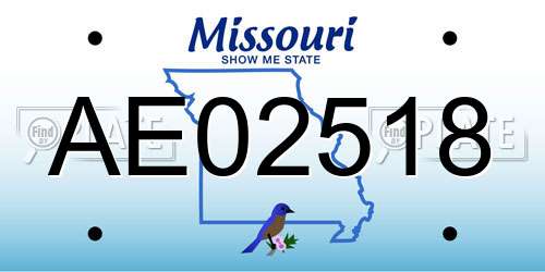 AE02518 Missouri License Plate