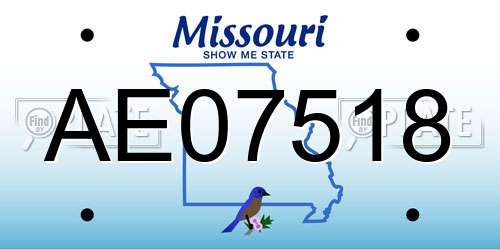 AE07518 Missouri License Plate