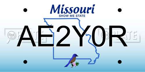 AE2Y0R Missouri License Plate