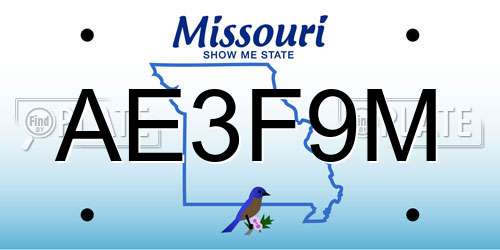 AE3F9M Missouri License Plate