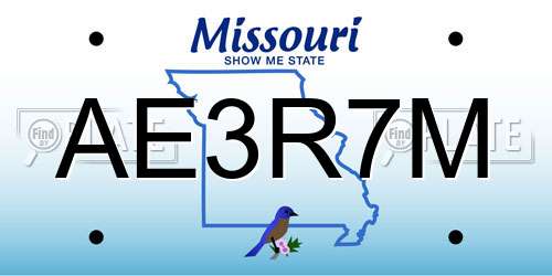 AE3R7M Missouri License Plate