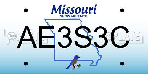 AE3S3C Missouri License Plate