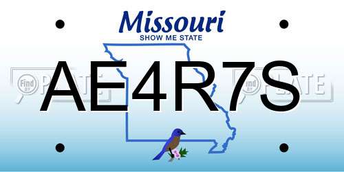 AE4R7S Missouri License Plate