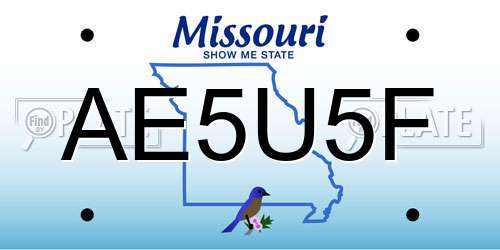 AE5U5F Missouri License Plate
