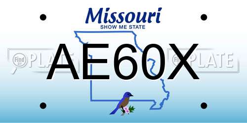AE60X Missouri License Plate