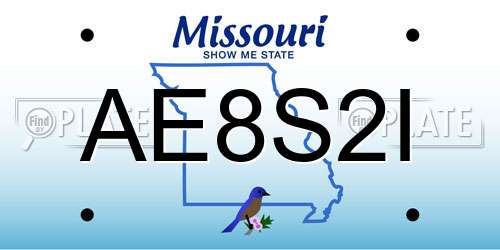 AE8S2I Missouri License Plate