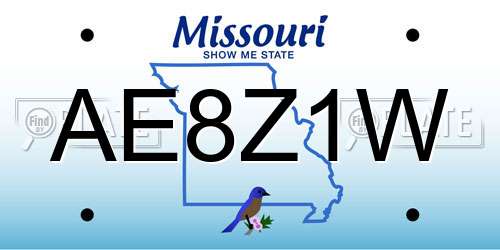 AE8Z1W Missouri License Plate