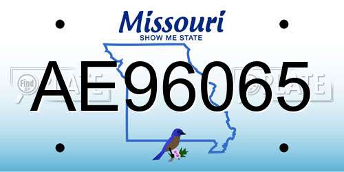 AE96065 Missouri License Plate