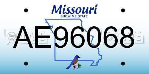 AE96068 Missouri License Plate