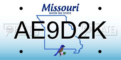 AE9D2K Missouri License Plate