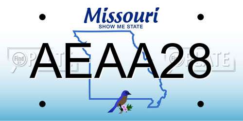 AEAA28 Missouri License Plate