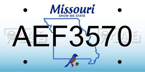 AEF3570 Missouri License Plate