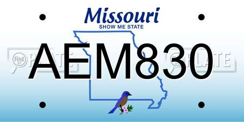 AEM830 Missouri License Plate