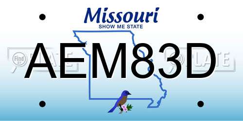 AEM83D Missouri License Plate