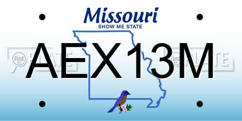 AEX13M Missouri License Plate