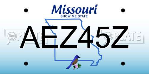 AEZ45Z Missouri License Plate