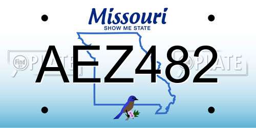 AEZ482 Missouri License Plate