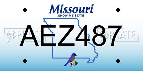AEZ487 Missouri License Plate