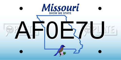 AF0E7U Missouri License Plate