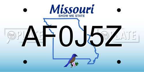 AF0J5Z Missouri License Plate