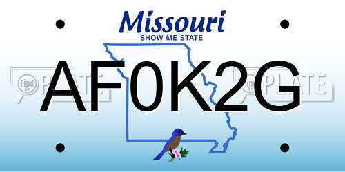 AF0K2G Missouri License Plate