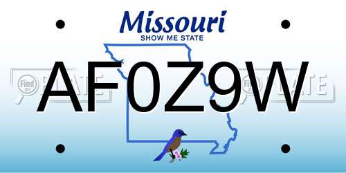 AF0Z9W Missouri License Plate