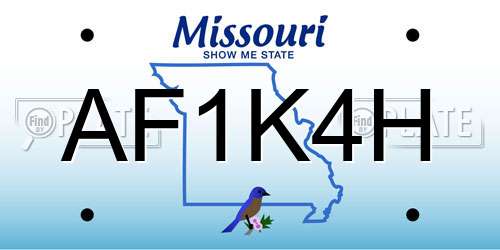 AF1K4H Missouri License Plate