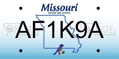 AF1K9A Missouri License Plate