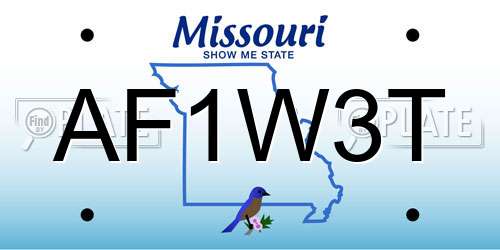 AF1W3T Missouri License Plate