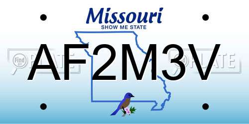 AF2M3V Missouri License Plate
