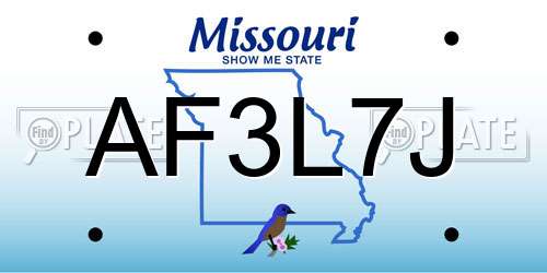 AF3L7J Missouri License Plate