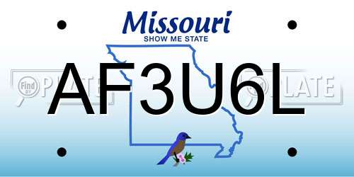 AF3U6L Missouri License Plate