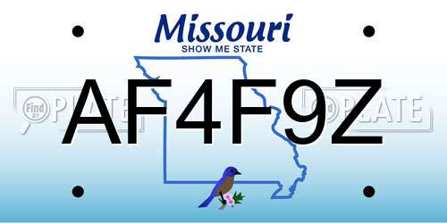 AF4F9Z Missouri License Plate