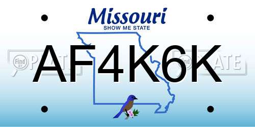 AF4K6K Missouri License Plate