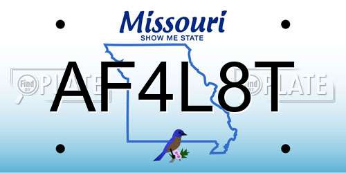 AF4L8T Missouri License Plate