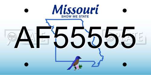 AF55555 Missouri License Plate