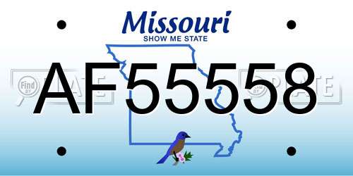AF55558 Missouri License Plate