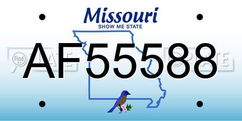 AF55588 Missouri License Plate