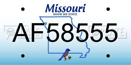AF58555 Missouri License Plate