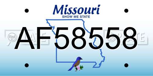AF58558 Missouri License Plate