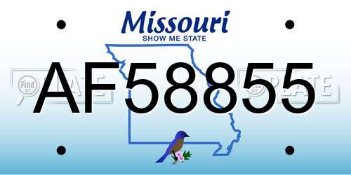 AF58855 Missouri License Plate