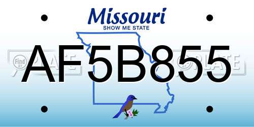 AF5B855 Missouri License Plate